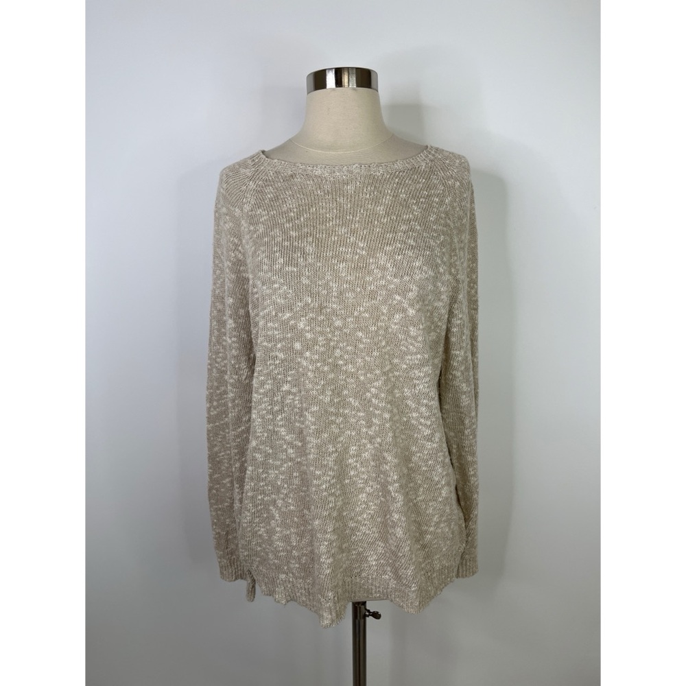 Harley of Scotland Semi Sheer Fine Linen Blend Long Sleeve Top